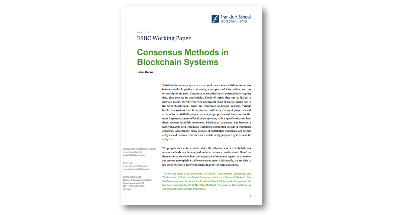 Consensus Methods in Blockchain Systems | by Frankfurt School Blockchain  Center | Medium