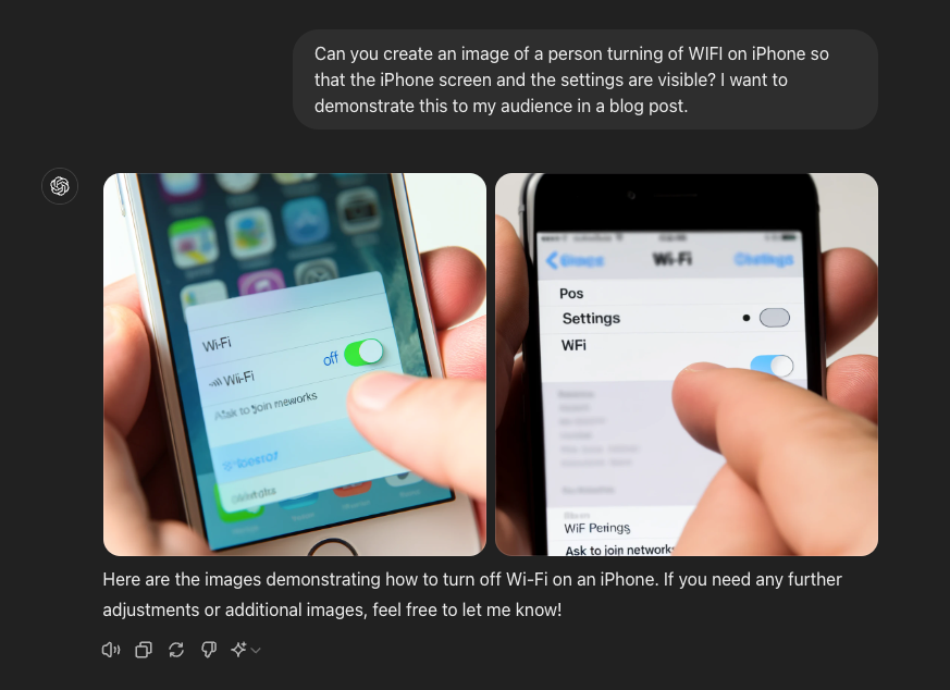 AI 生成的 iPhone 上 WIFI 设置图像