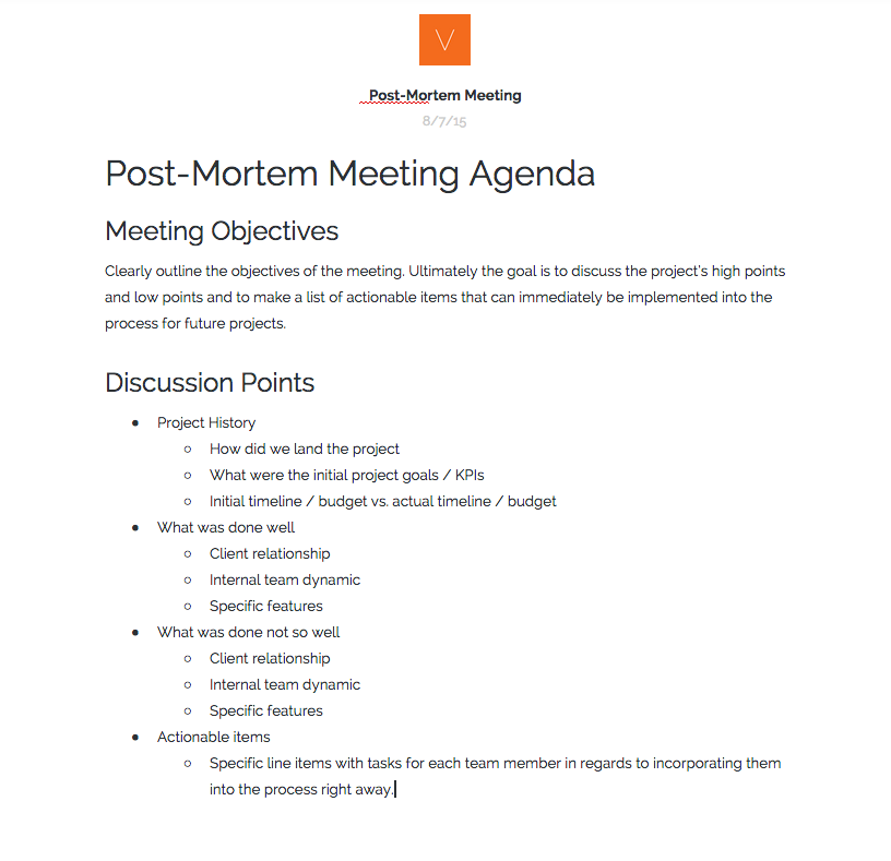 Hosting Post-Mortem Meetings 101. While post-mortem meetings may sound… |  by Caroline Molloy Dau | Verbal+Visual | Medium