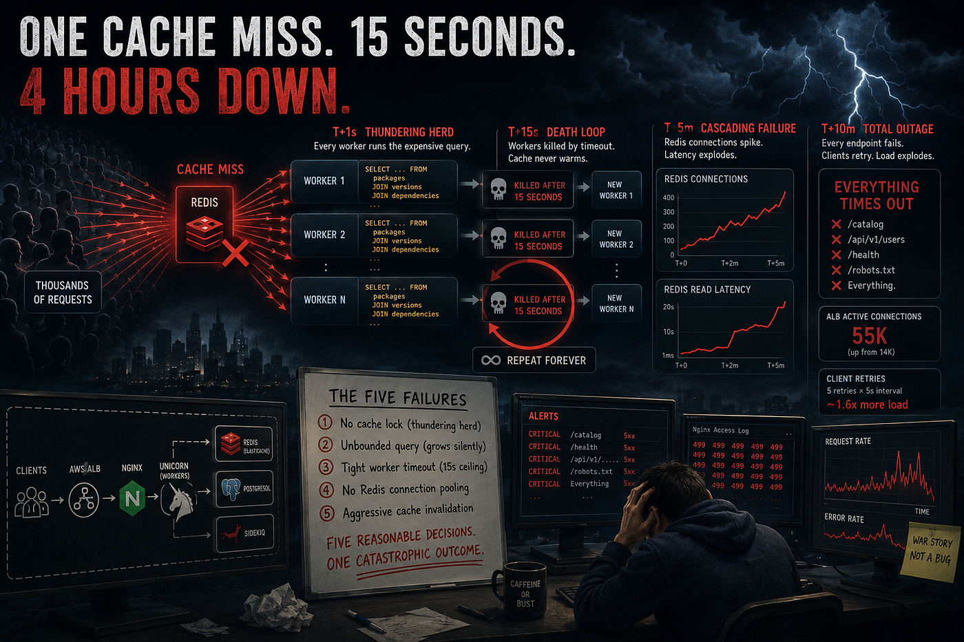 One missing cache key. Four hours of total outage.