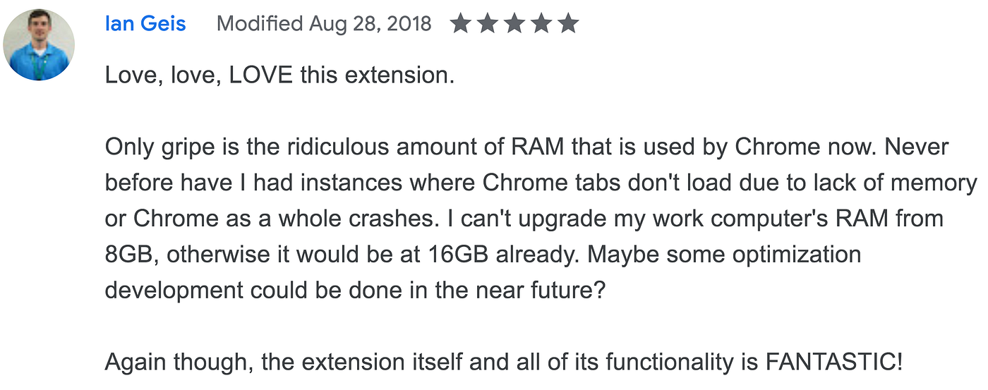 Keeping Chrome Light on Its Feet. On my machine, a single Gmail