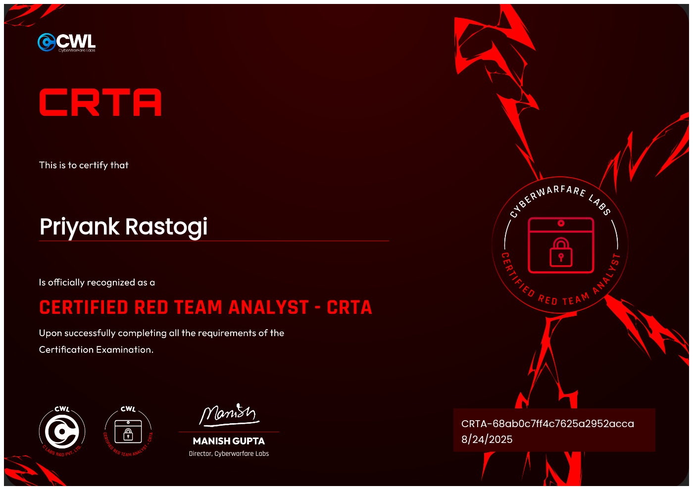 My Journey to Becoming a Certified Red Team Analyst(CRTA) 🕵️‍♂️