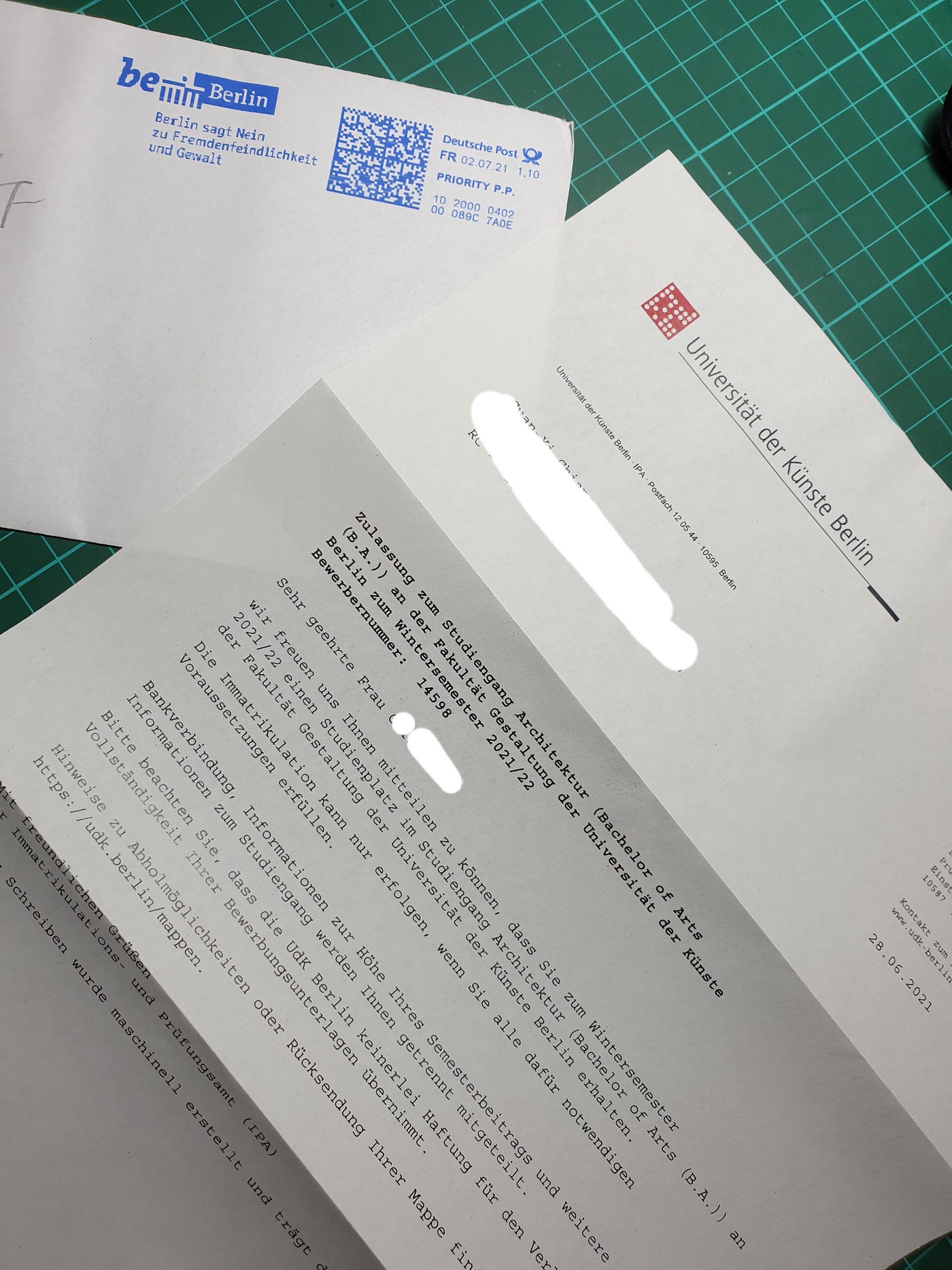 Fr, 23.07.2021 收到UDK Zulassung per Post