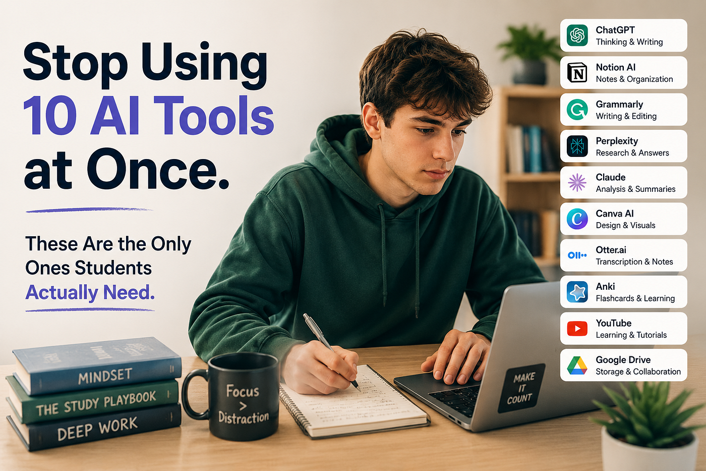 Stop Using 10 AI Tools at Once. These Are the Only Ones Students Actually Need.
