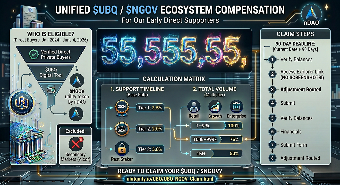Announcement: Unified $UBQ & $NGOV Ecosystem Compensation for Our Early Supporters