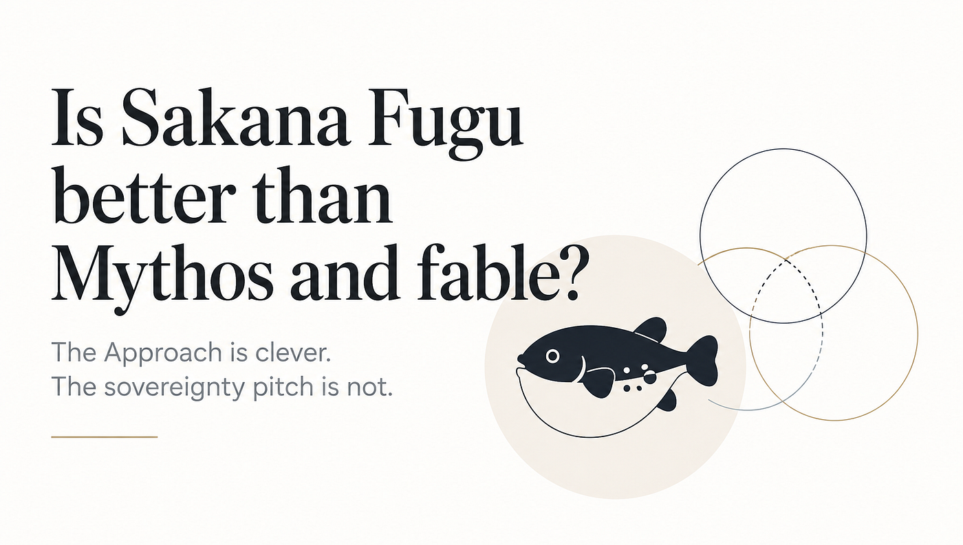 is Sakana Fugu better than Mythos and fable? The Approach is clever. The sovereignty pitch is not.