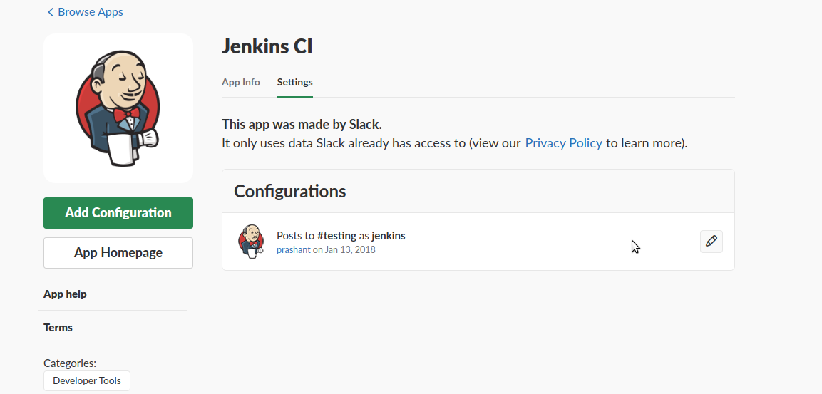 Jenkins slack sale