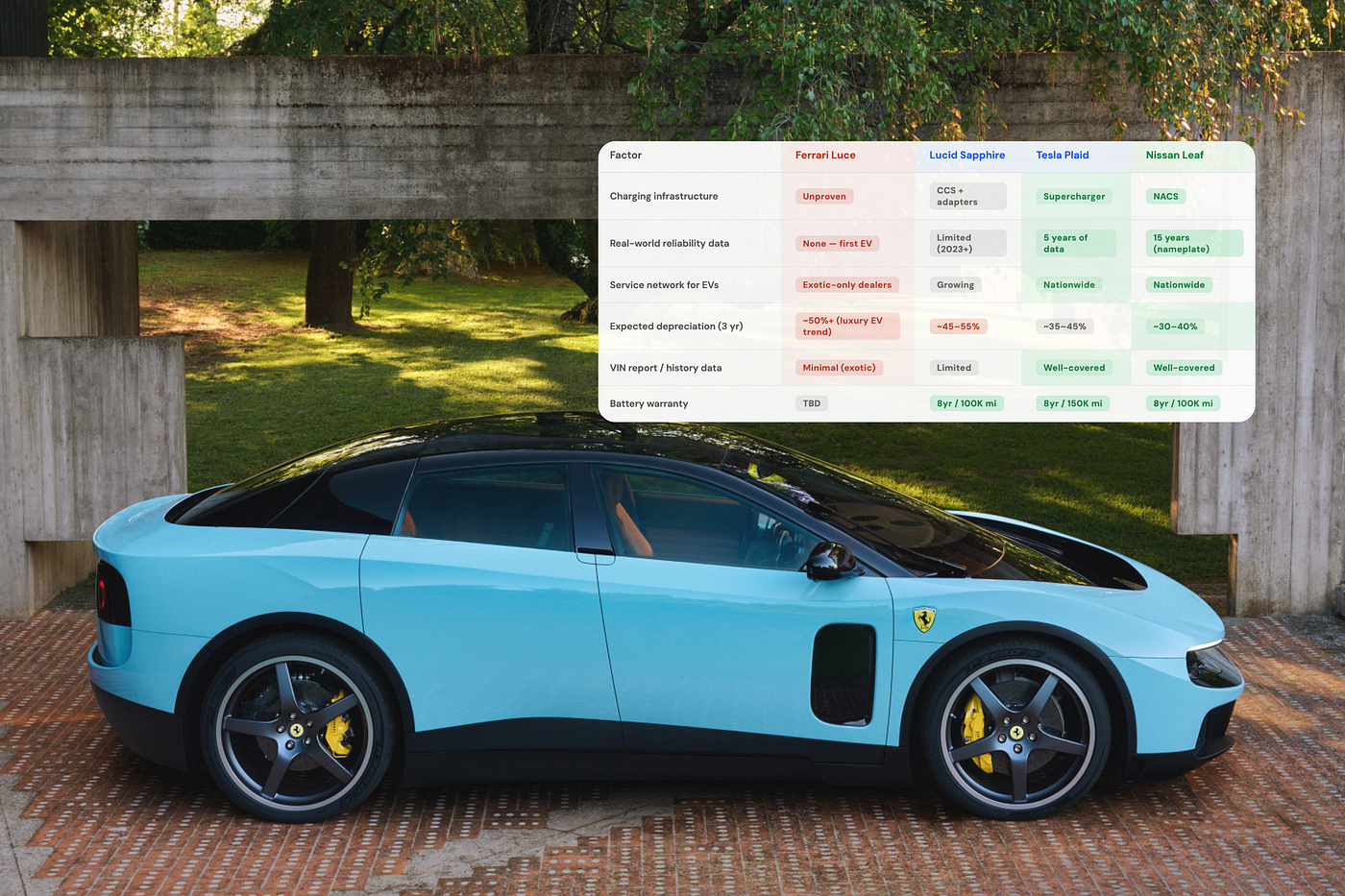 The $640K Ferrari Luce Is Slower Than a Lucid, Has Less Range Than a Tesla, and Seats the Same as a…