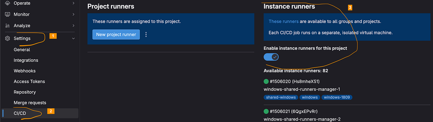 GitLab CI/CD Runners Settings
