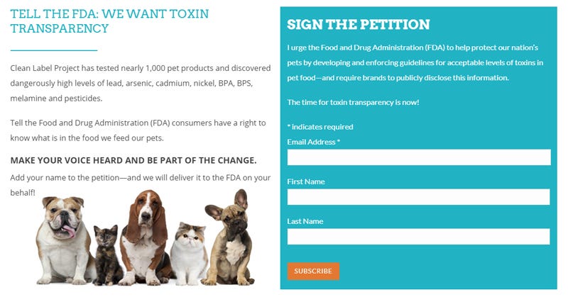 Clean label pet food