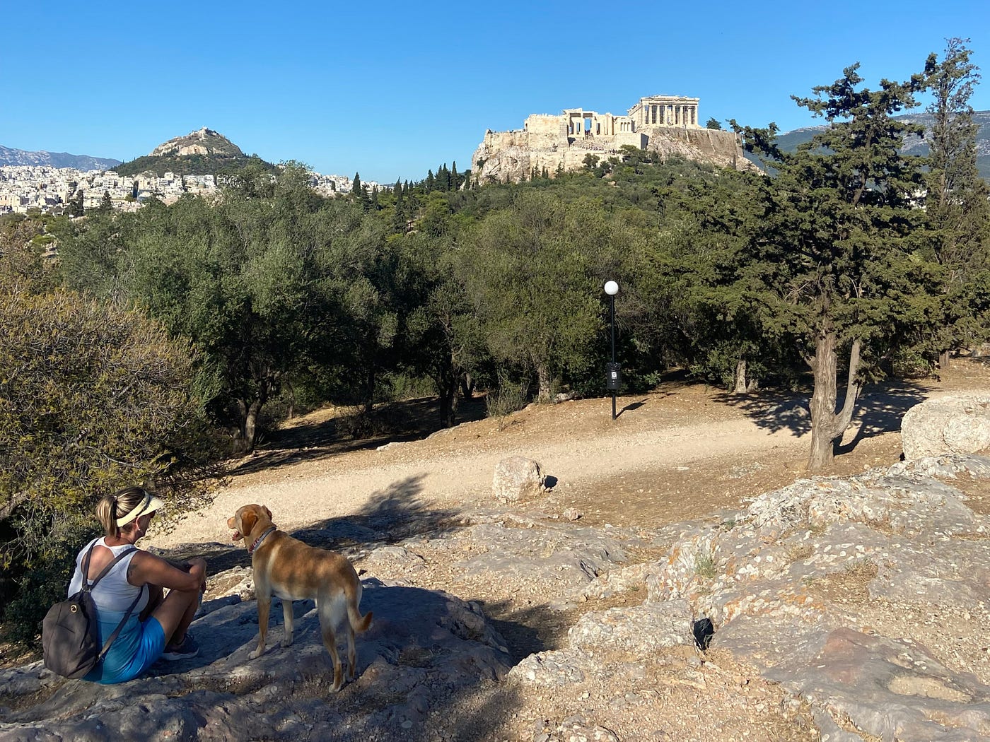 Me and My Dog with the Acropolis of Athens in the Background — Karon M. G. Murray
