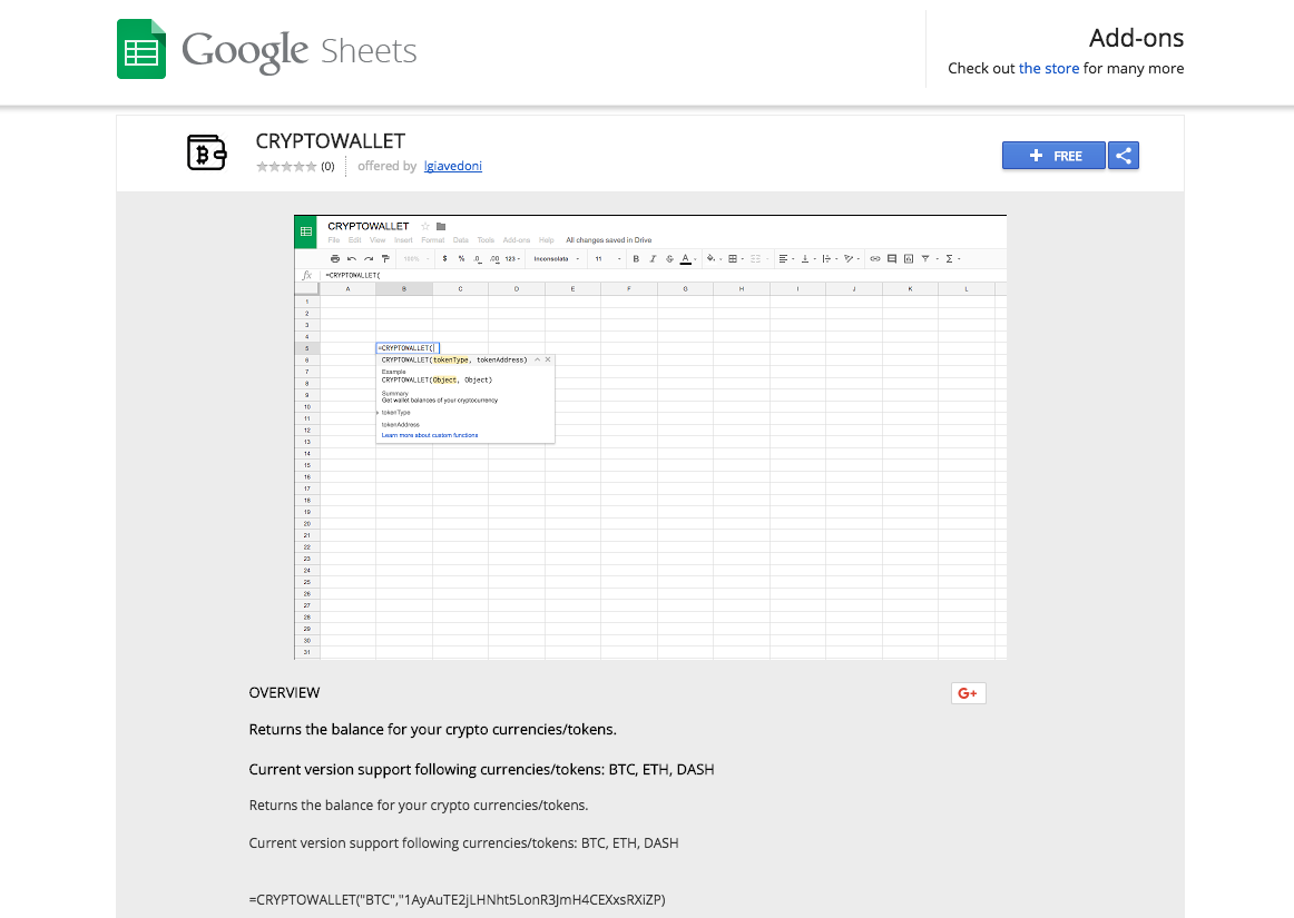How to get crypto balance from your wallet in Google Sheets | by Luciano  Giavedoni | Investment Journey | Medium