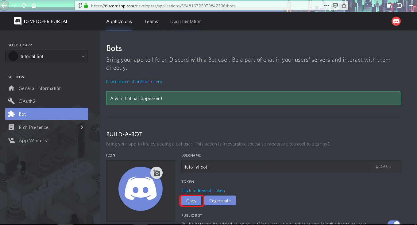 Creating a Discord bot and getting the Token