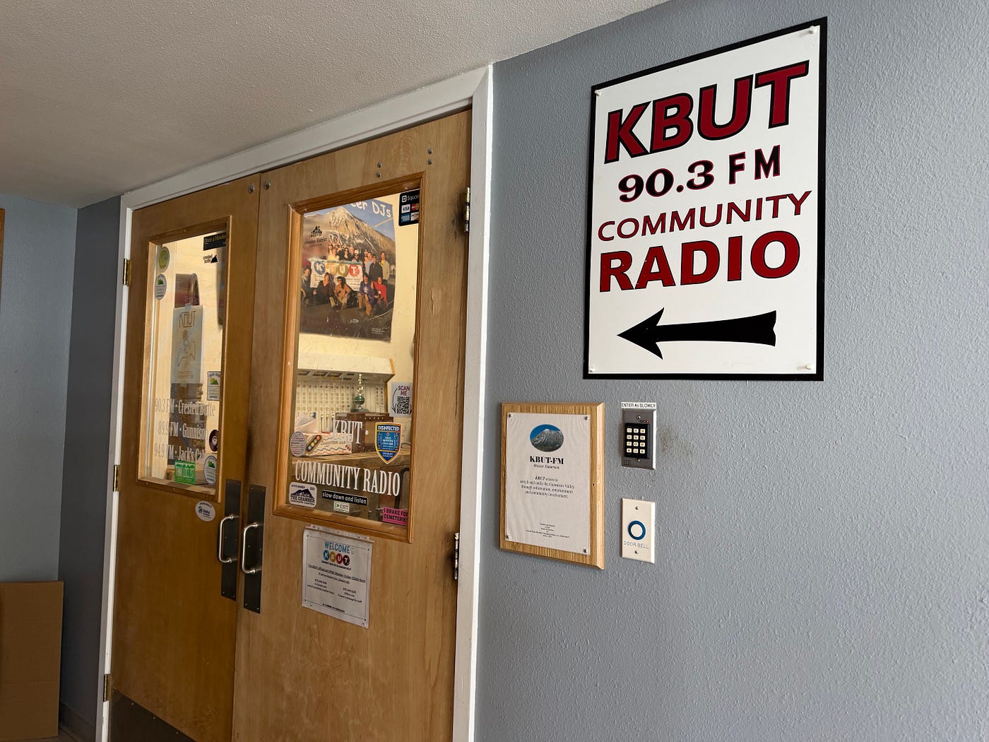 Inside one of our favorite public music radio stations, KBUT-FM — you can stream them! Photos by the author.