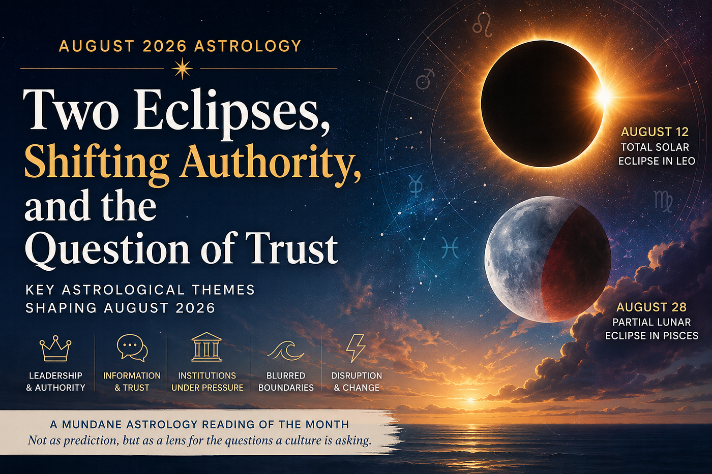 August 2026 Astrology: Two Eclipses, Shifting Authority, and the Question of Trust