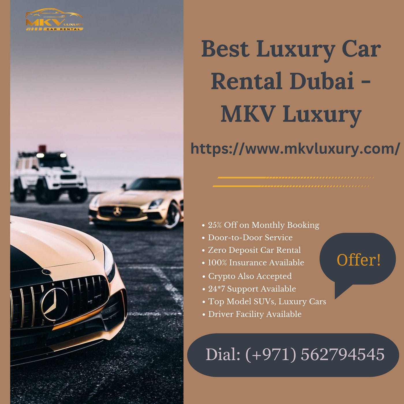 Hire the Best Luxury Car Rental Dubai For The Immense Experience | by MKV  Luxury | Medium