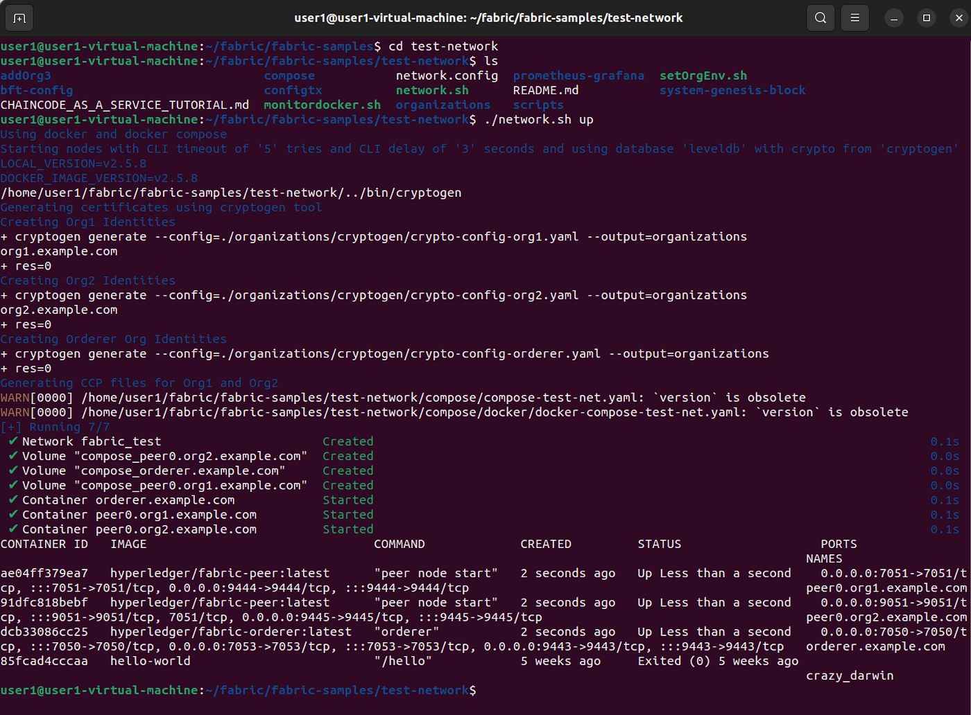 Running Hyperledger Fabric 2.5 Test Network (On Ubuntu 2.2