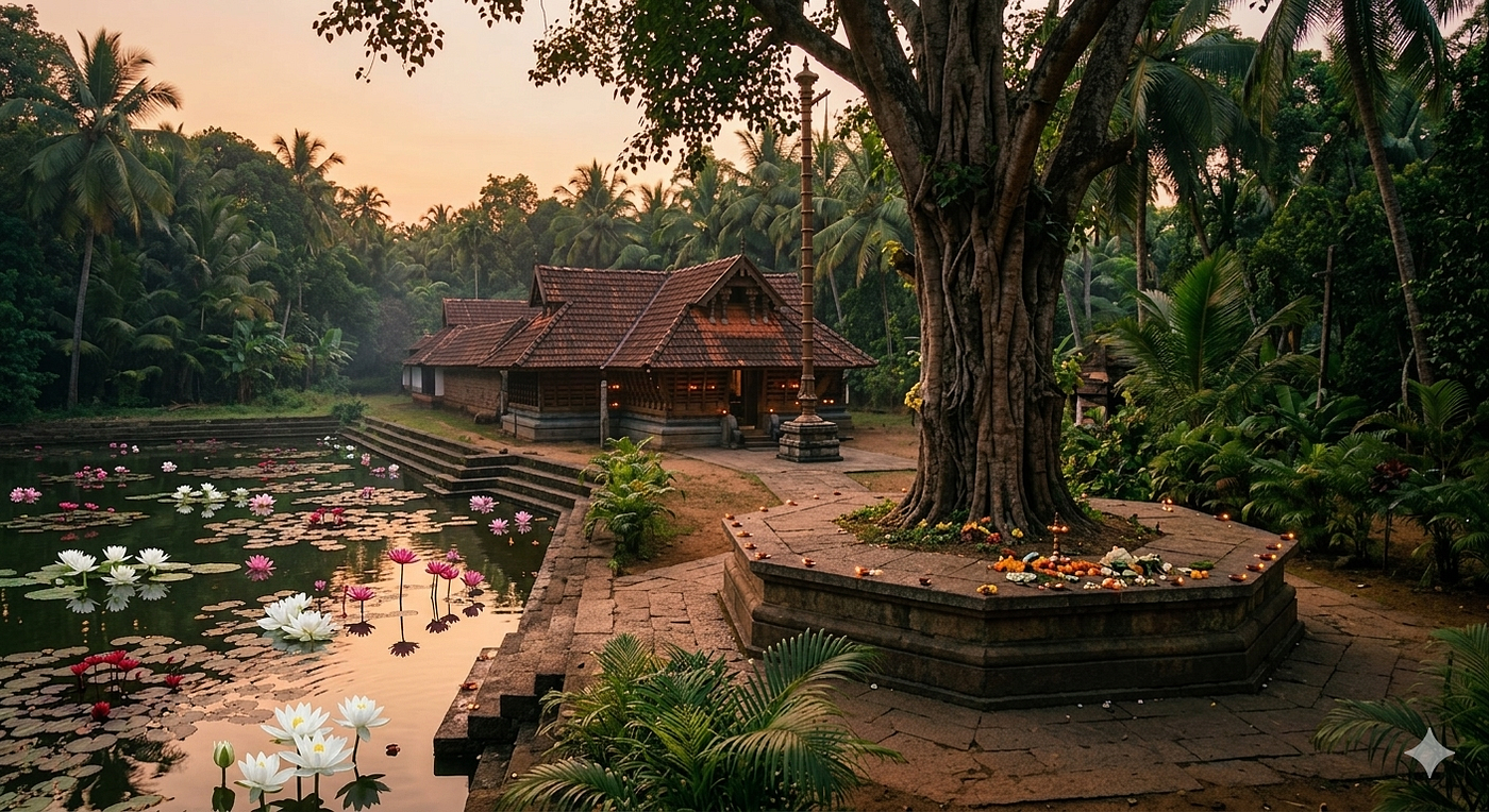 Kerala temple conceptual image made with Gemini AI by Parvathi J for Medium story