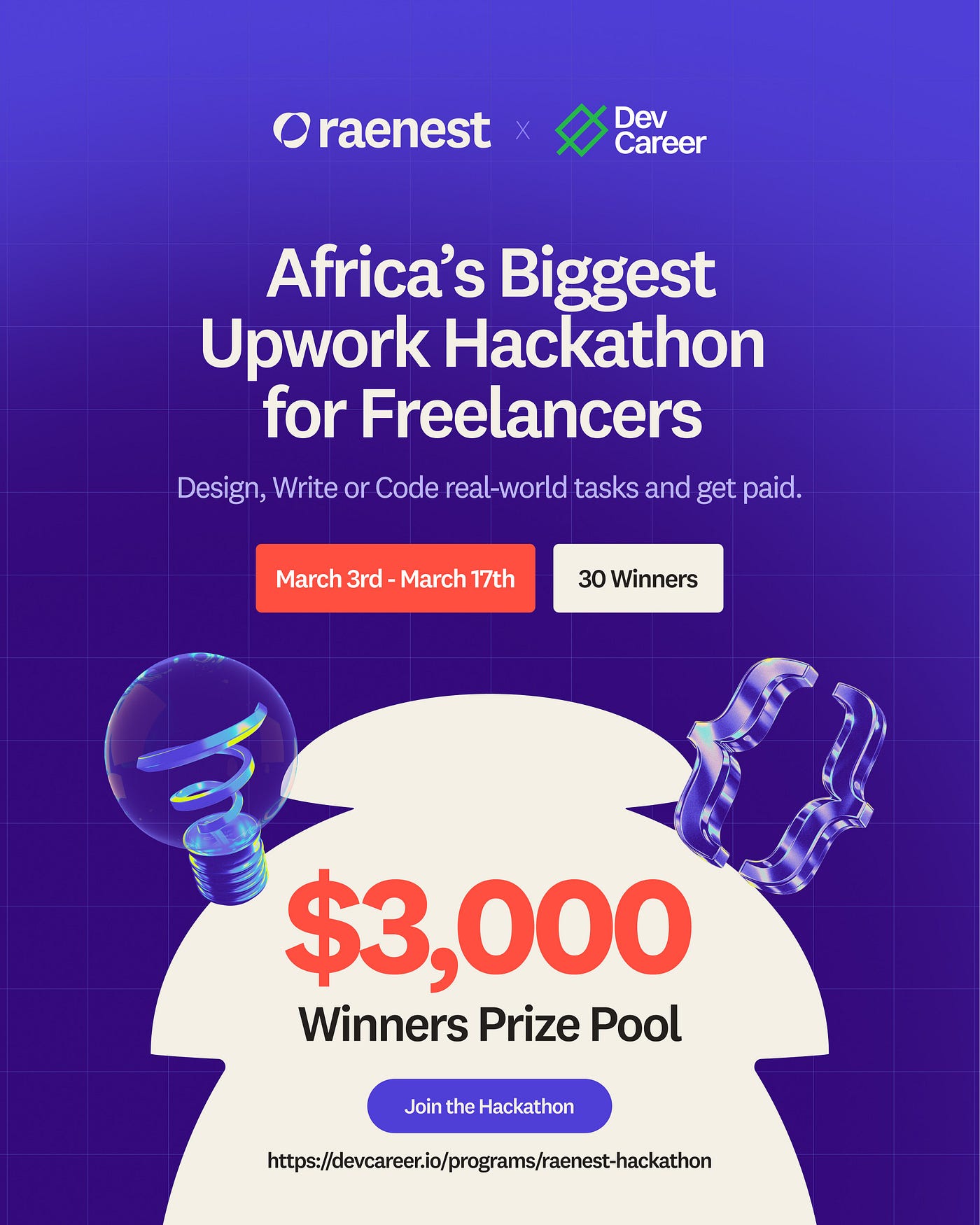 Hackathon Announcement Banner for Upwork