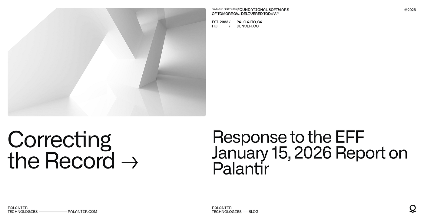 Correcting the Record: Response to the EFF January 15, 2026 Report on Palantir