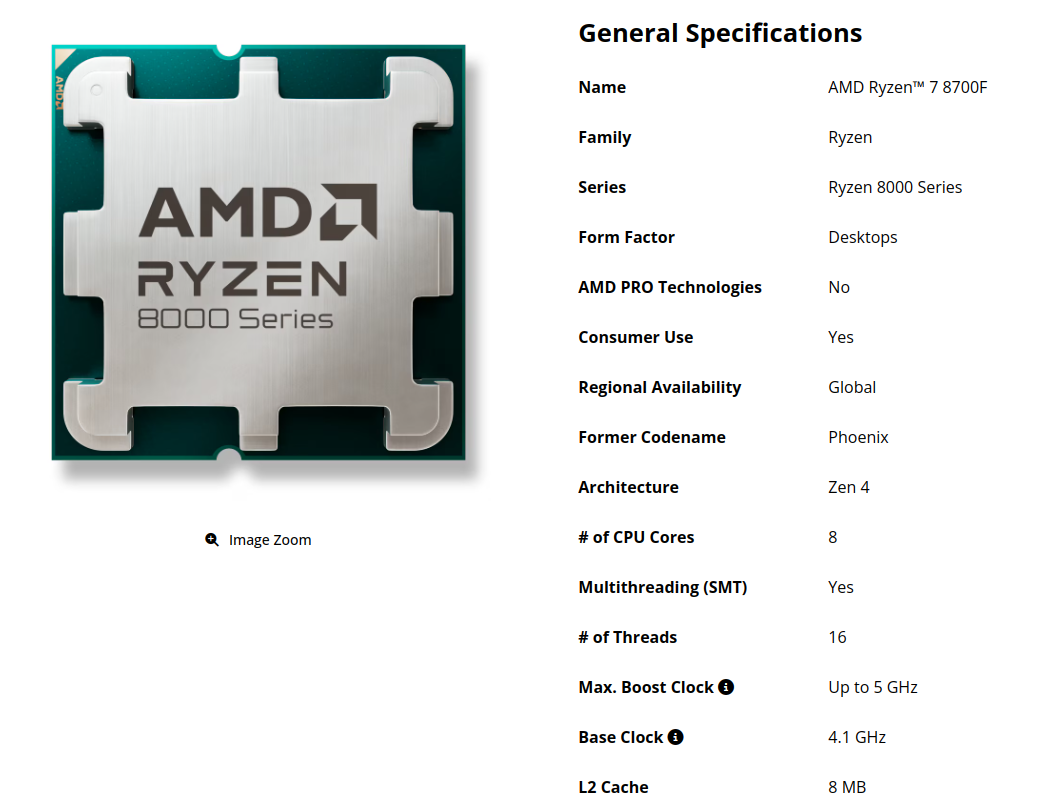 AMD Ryzen 7 8700F listed on Amazon US | The Starting Point