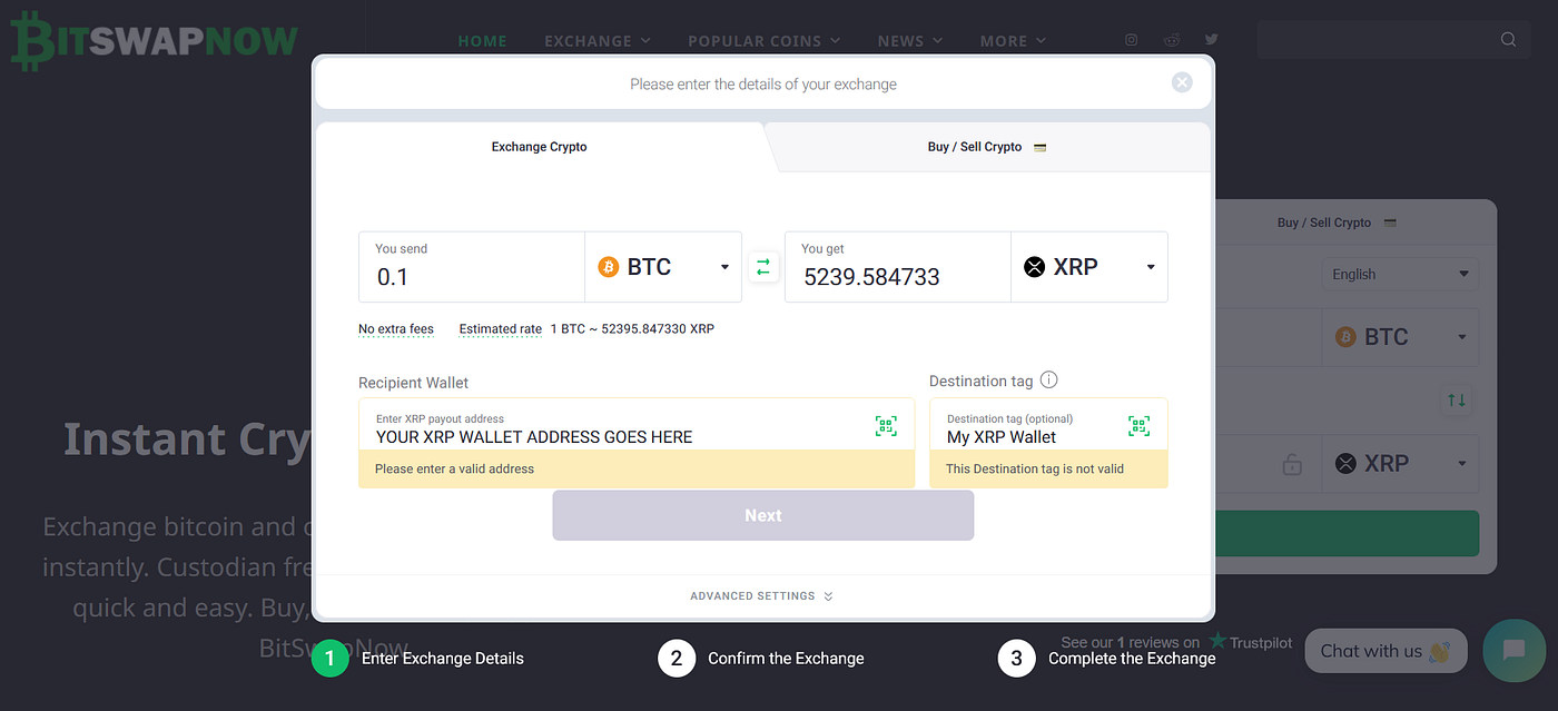 A Step-by-Step Guide on Swapping Bitcoin or Ethereum for XRP Using  BitSwapNow | by BitSwapNow | Medium