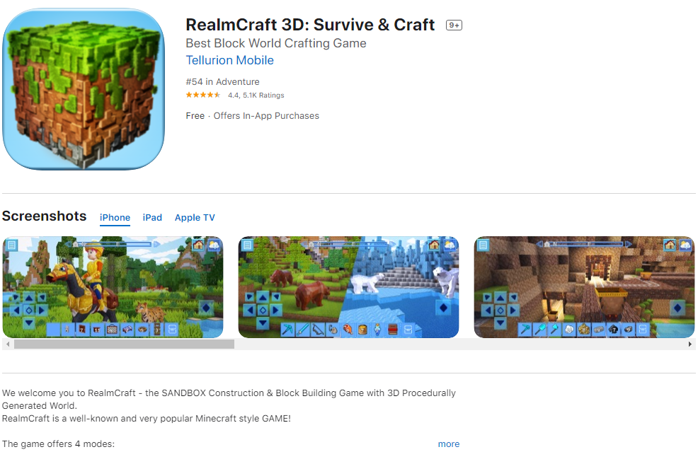 RealmCraft: The Original Sandbox Game; mobile port of a blatant minecraft  clone where only 1 of 8 reviews is visible, been out 4 days. : r/Steam