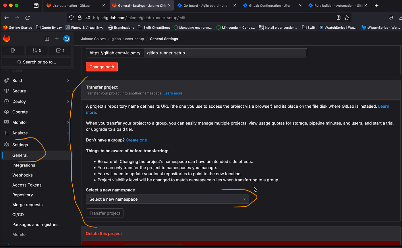 Transfer GitLab Project to a group