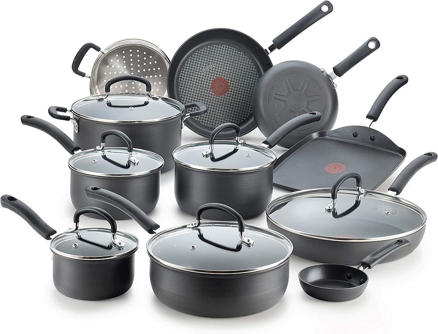 T-Fal Ultimate Hard Anodized Nonstick Cookware Set 17 Piece Pots and Pans, Dishwasher  Safe Black | by My Tendo Store | Medium