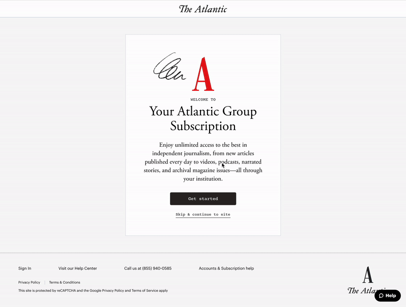 Group subscriptions at The Atlantic