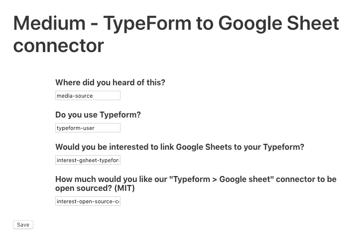 Typeform, Connectors