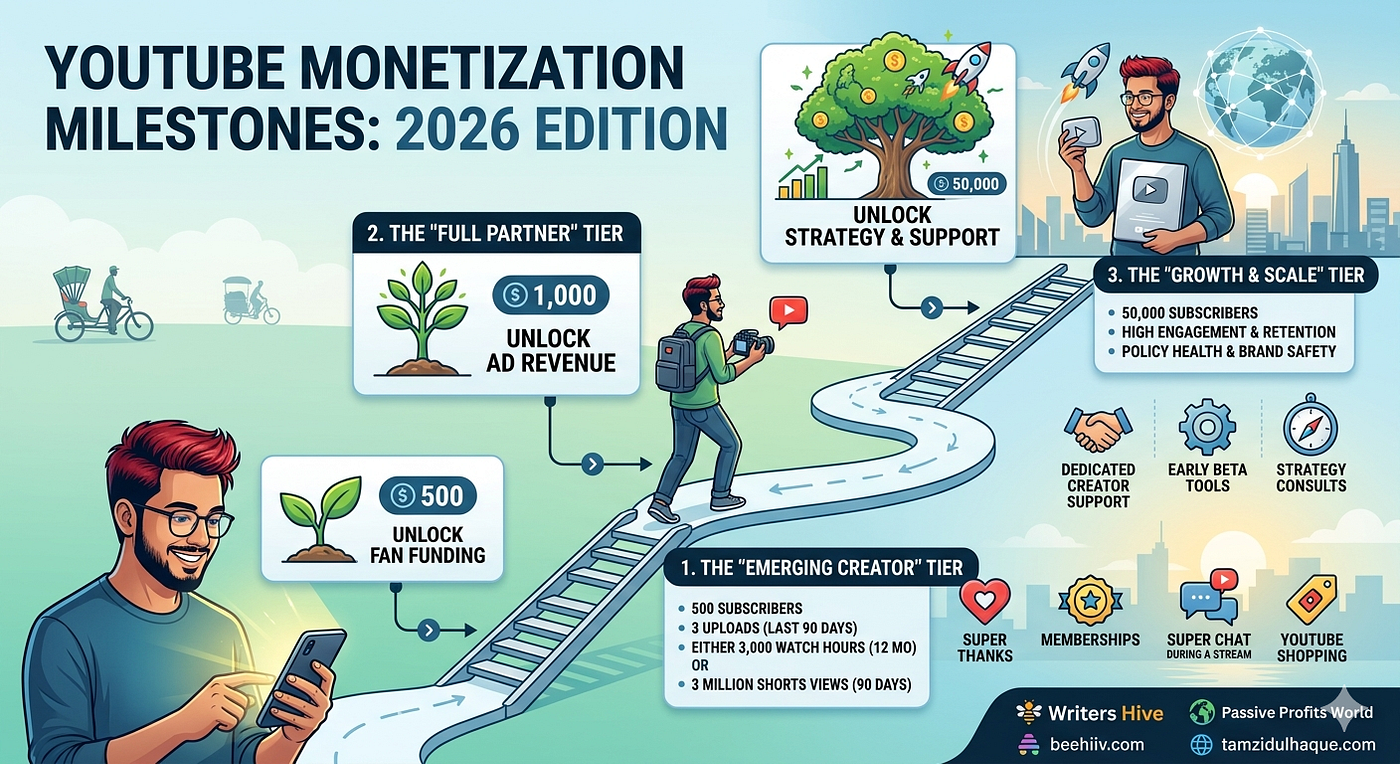 Monetization Milestones infographic(image by Tamzidul Haque)