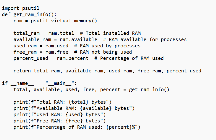 Monitoring RAM Usage with Python: A Simple Guide to Read and Display RAM  Information” | by Himanshu | Medium