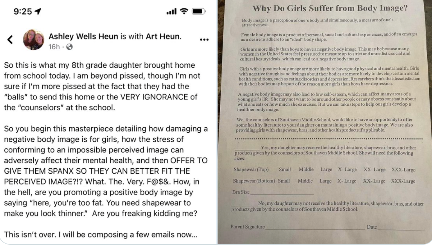 Middle school gave girls shapewear for 'body image' concerns
