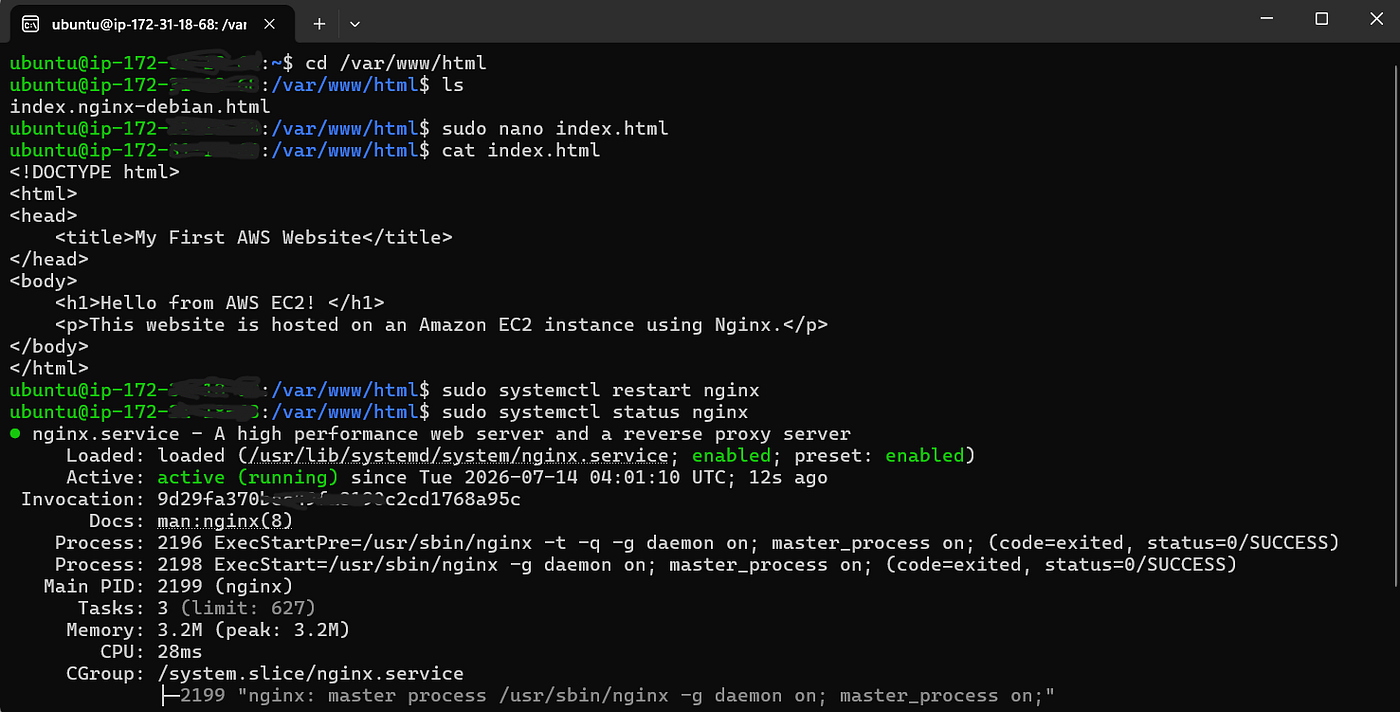 Hosting Your Own HTML Website on AWS EC2 Using Nginx