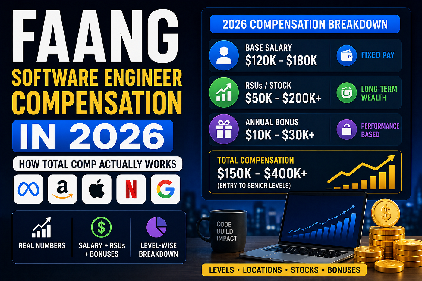 FAANG Software Engineer Compensation in 2026: How Total Comp Actually Works (Salary, RSUs, Bonuses…