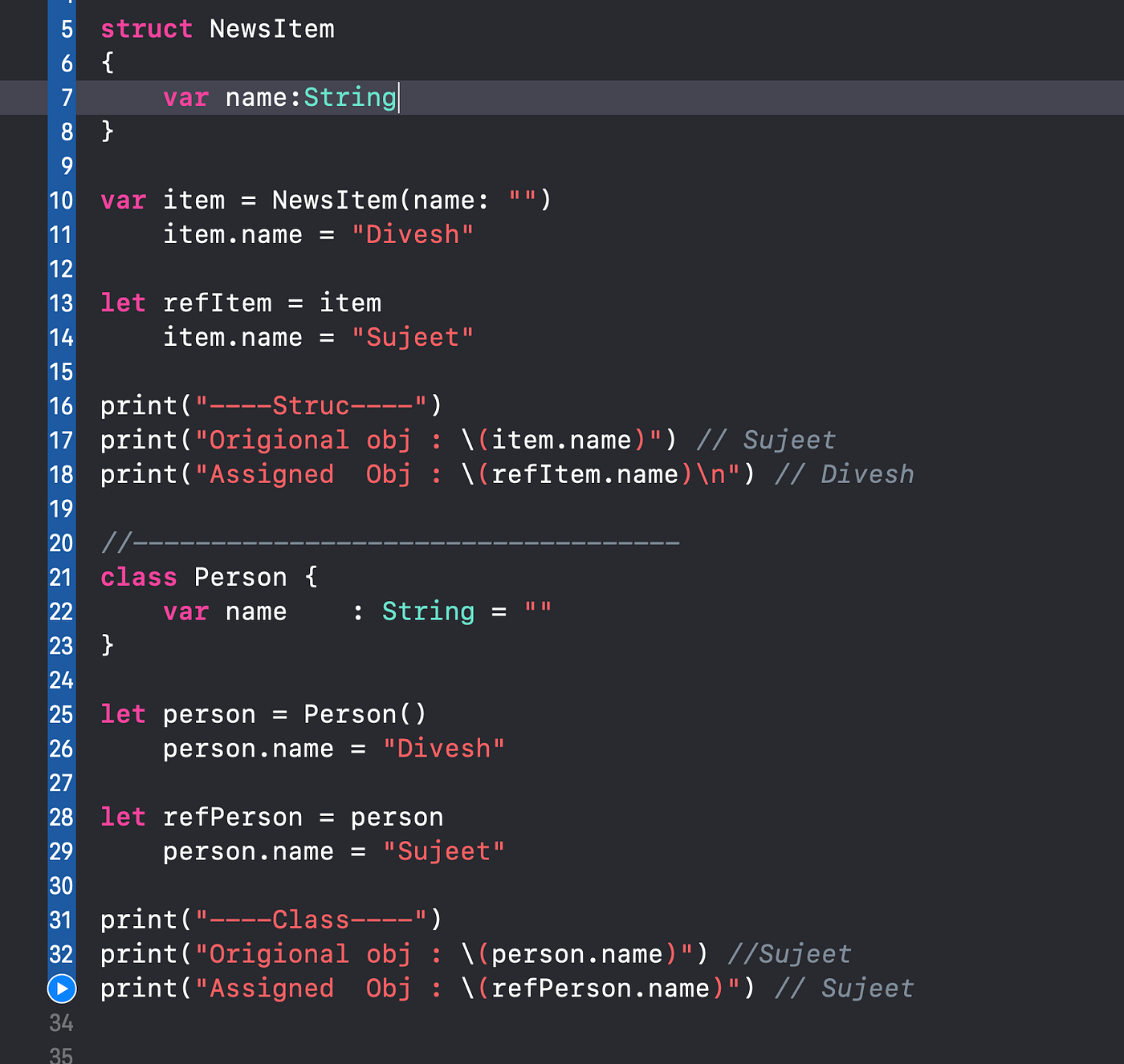 Structure and Class in Swift 5