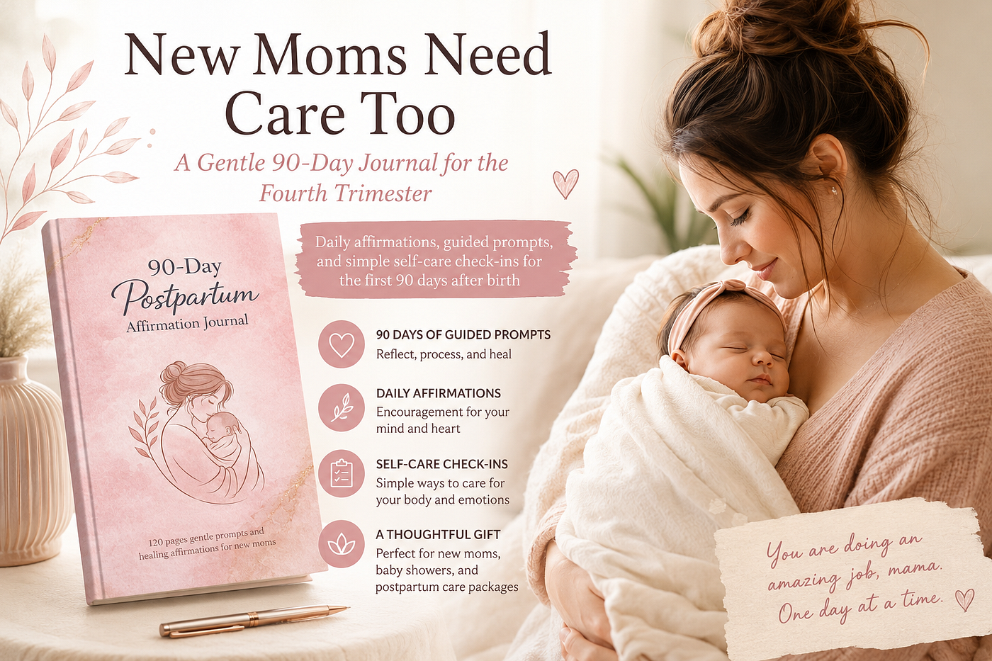 New Moms Need Care Too: A Gentle 90-Day Journal for the Fourth Trimester