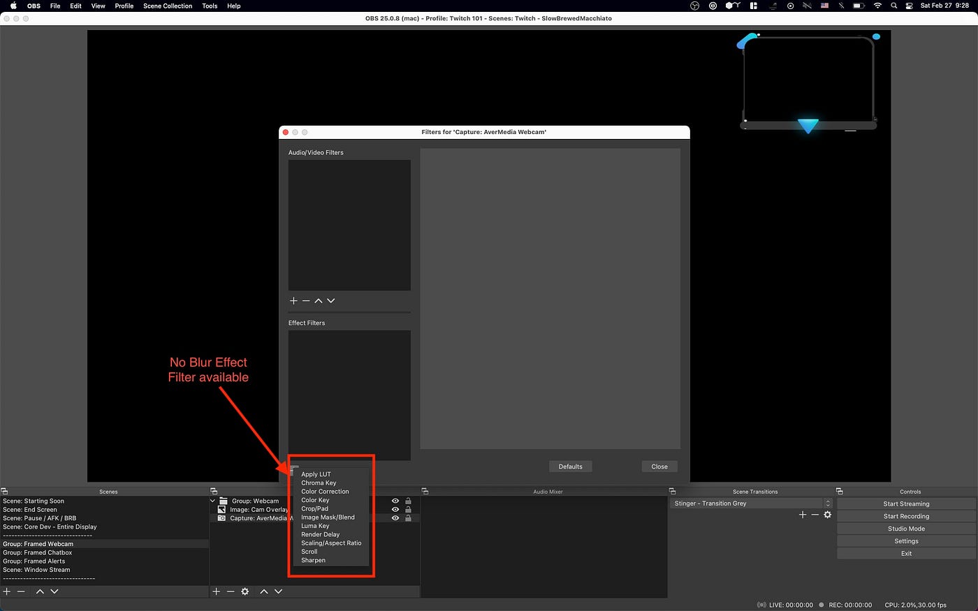 How to get the Blur filter and other effects on OBS Studio for MacOS | by  J@y | Medium