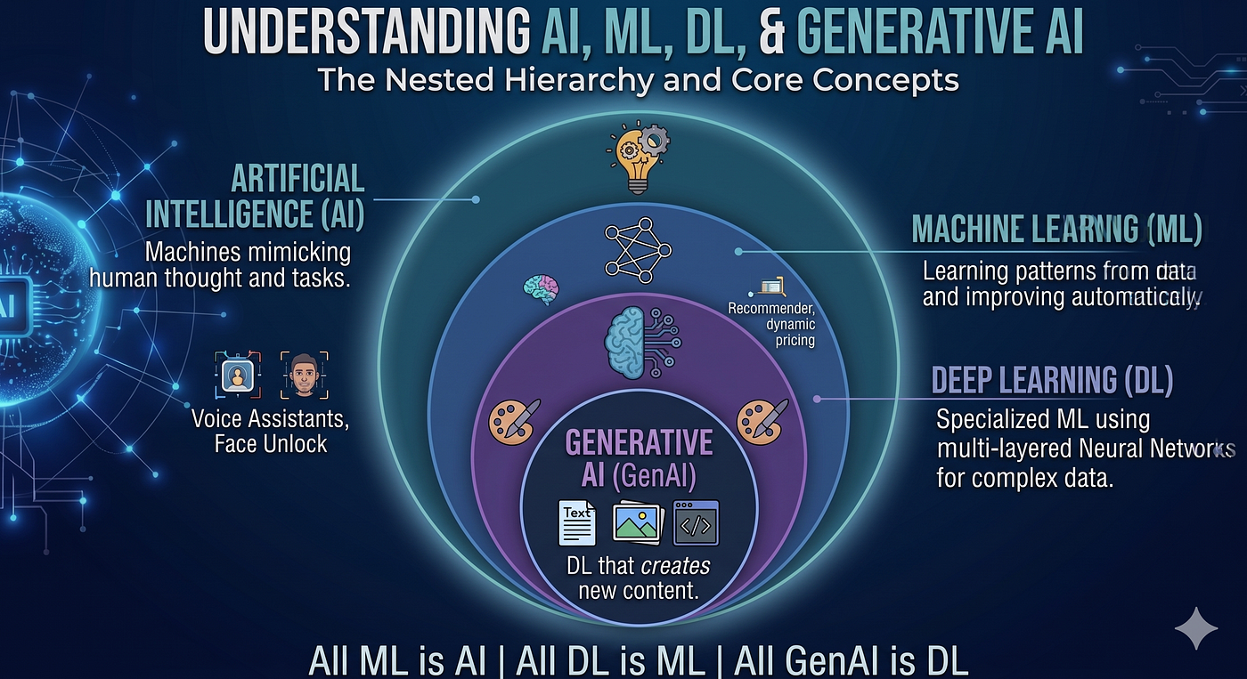 Decoding AI: A Beginner’s Journey into ML, DL, and Generative AI