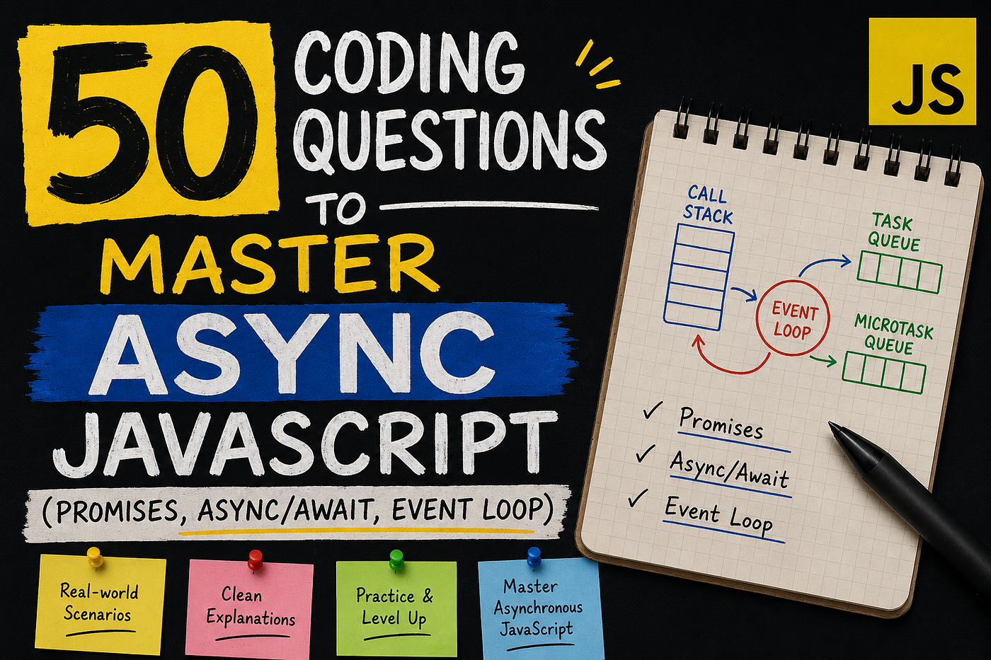 50 Coding Questions to Master Async JavaScript (Promises, Async/Await, Event Loop)