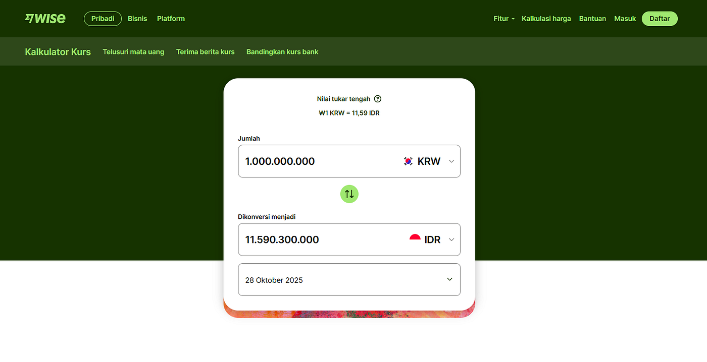 Tangkapan layar pribadi dari Wise.com