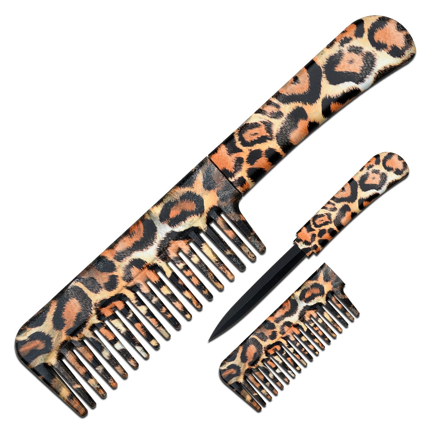 Self Defense Brush Comb With Hidden Knife — Leopard Print - Ashlybrine -  Medium