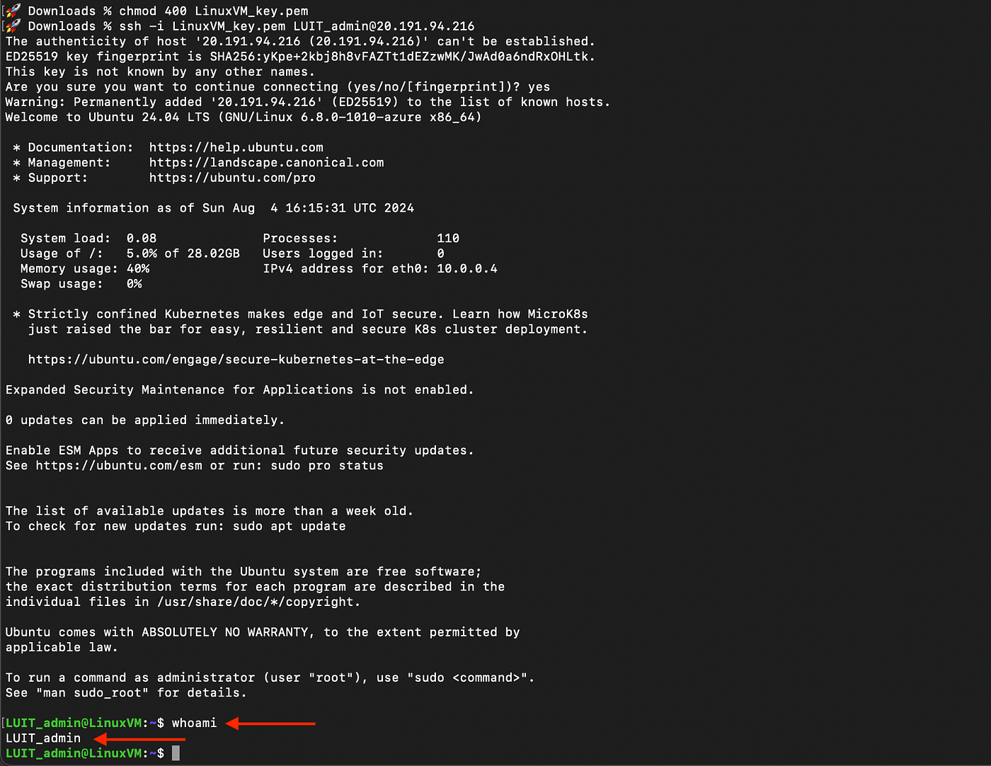 SSH access successful