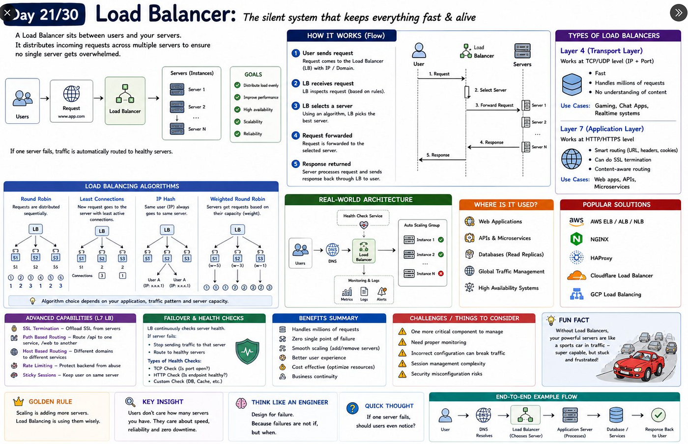 Load Balancers: The Silent System That Keeps Everything Fast & Alive ⚖️🚀