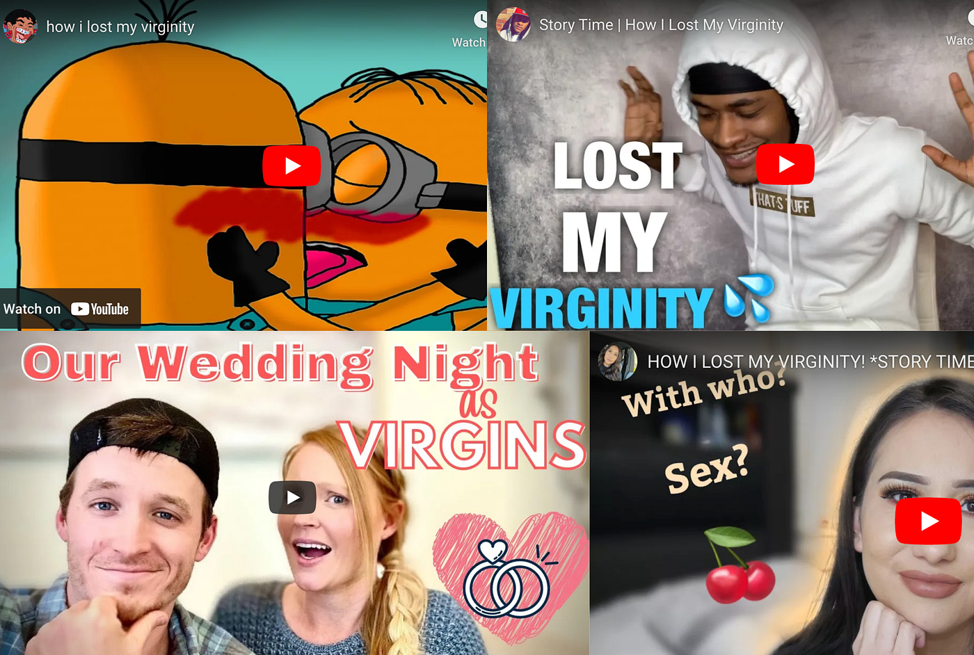 YouTubers Share Their Virginity Stories & Its Surprisingly Heartwarming |  by Nadège, sex scholar | Pleasure Science | Medium