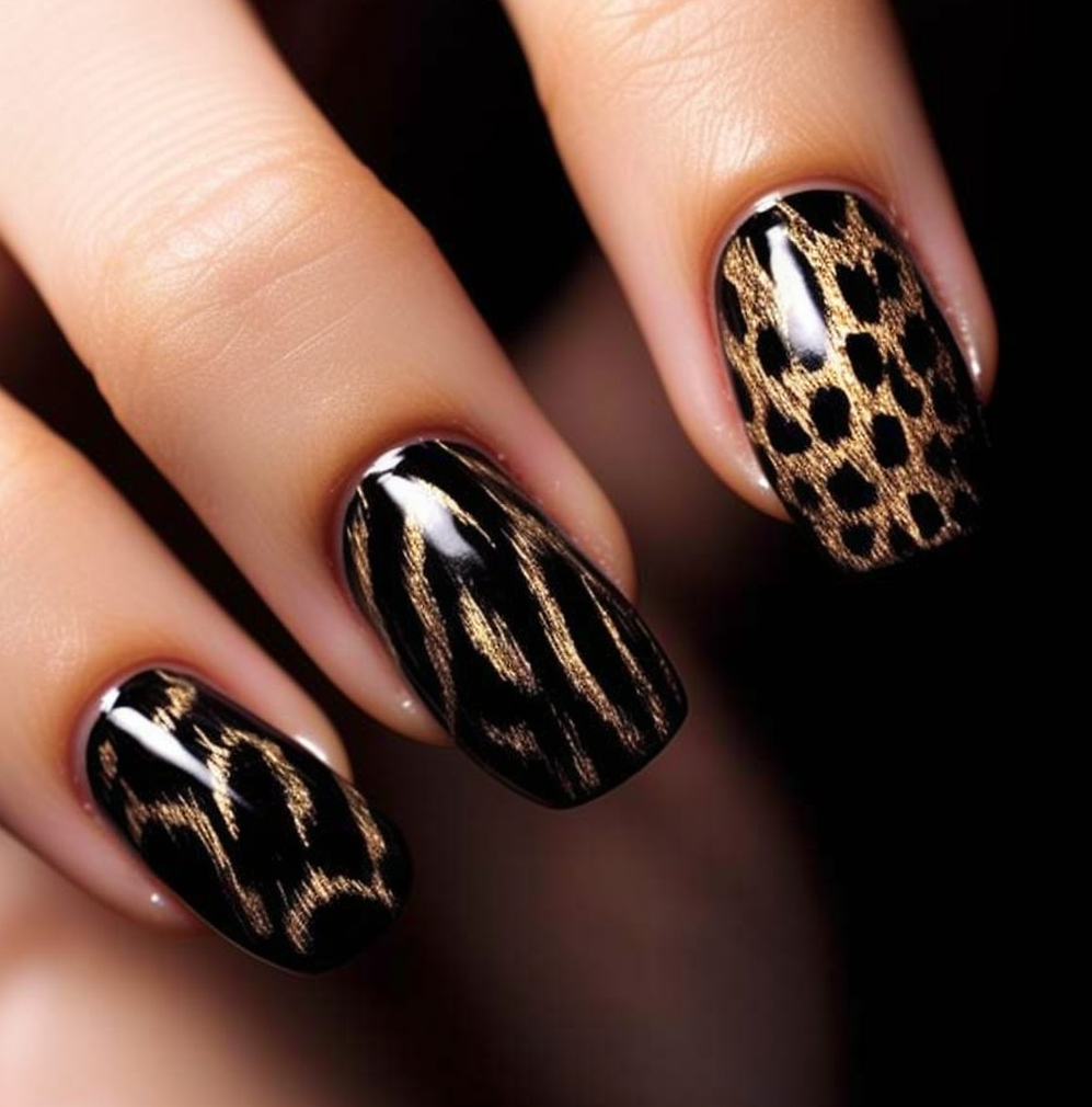 10 Black Nail Designs with Leopard Prints To Try Now