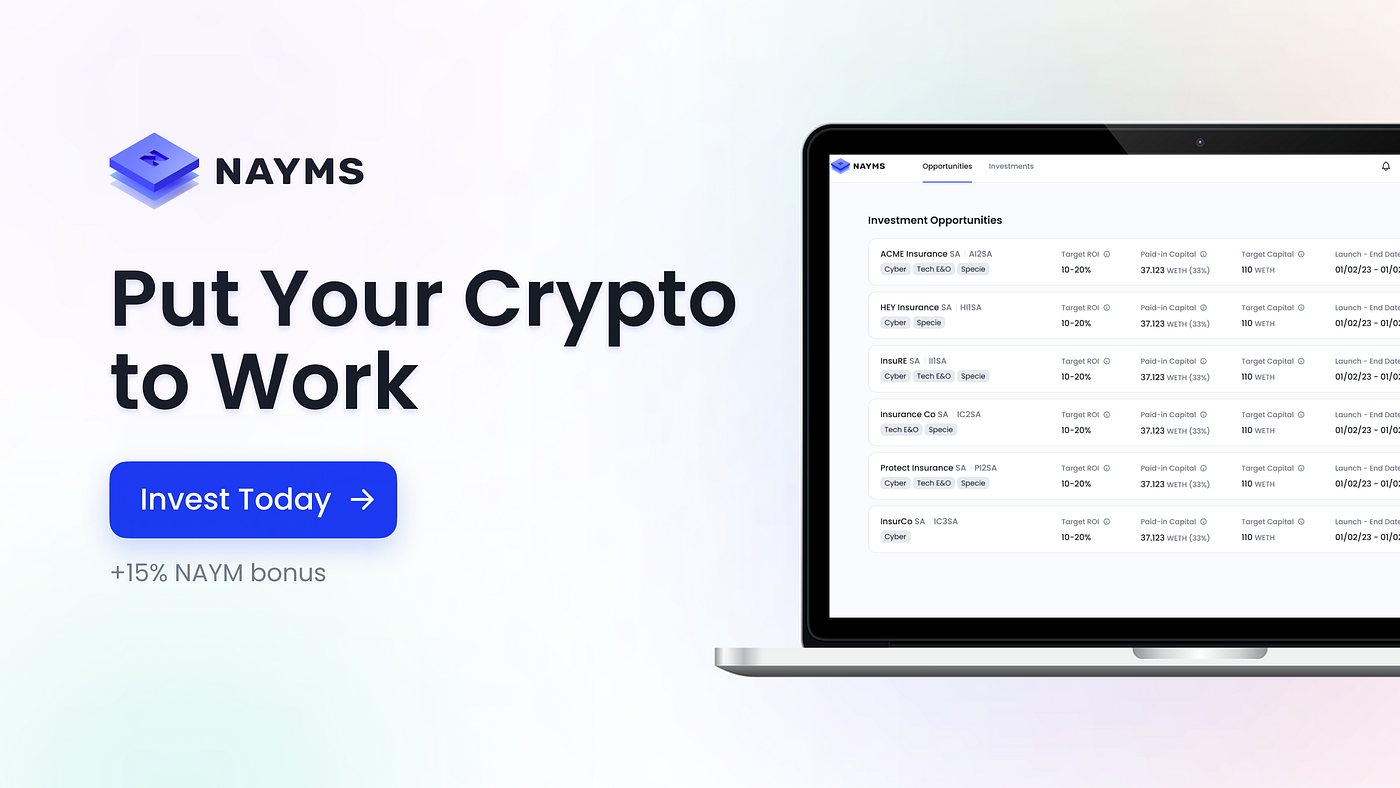 Nayms Launches the First Institutional Tokenized (Re)insurance Marketplace  on Base, Announcing Next Investment Opportunity | by Sarah George | Nayms |  Medium