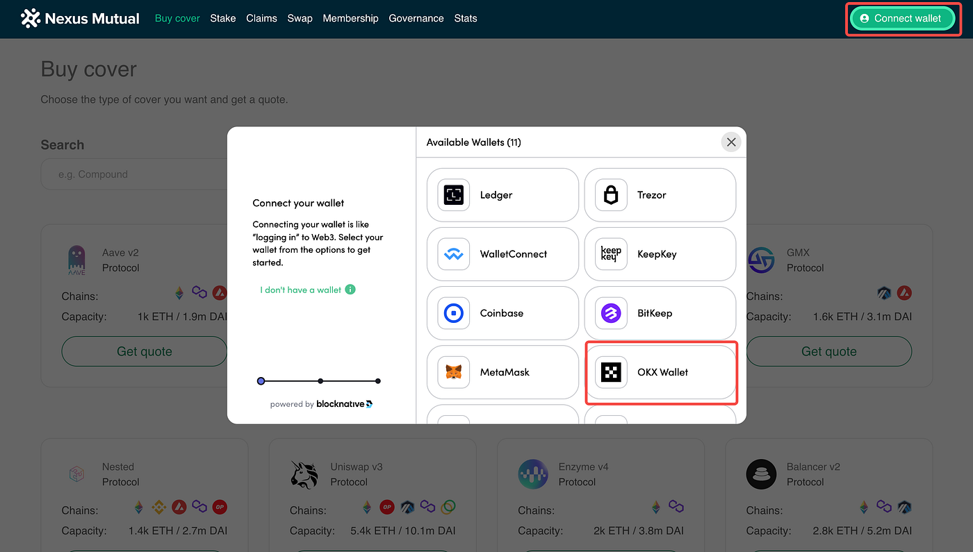 Access Nexus Mutual using the OKX Wallet Web Extension | by OKX Web3 |  Medium
