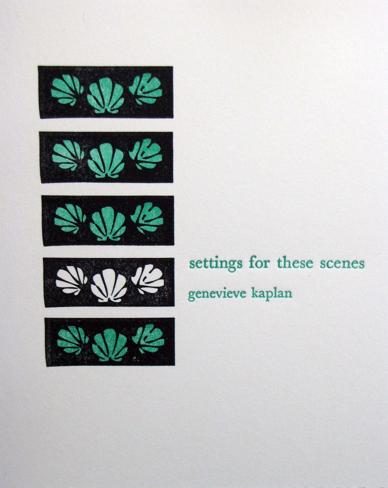 settings for these scenes. Genevieve Kaplan, by Bloof Books, The  Quotidian Bee